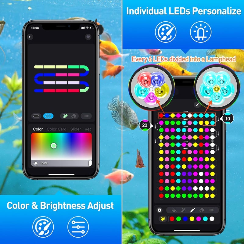 T-SUNUS Smart Bluetooth LED Pond Lights IP68 Waterproof Submersible Underwater Light 4-in-1 Dimmable Timing Landscape Spotlights for Fountains Ponds Waterfalls Aquariums Fish Tank Garden Fountain - Image 3